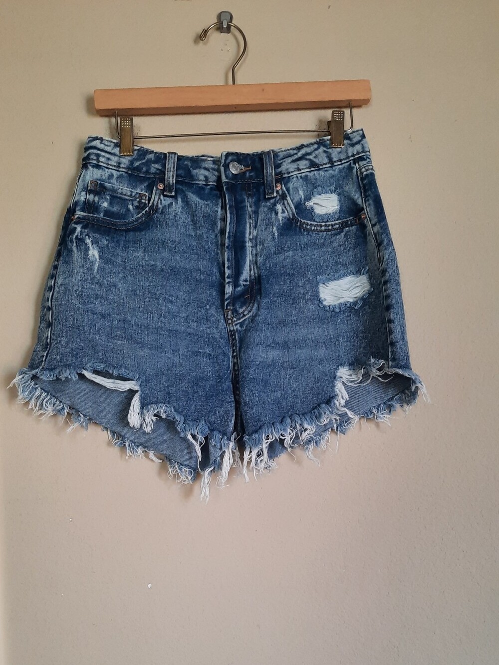 wild fable Distressed High-Rise Denim Shorts - Blue